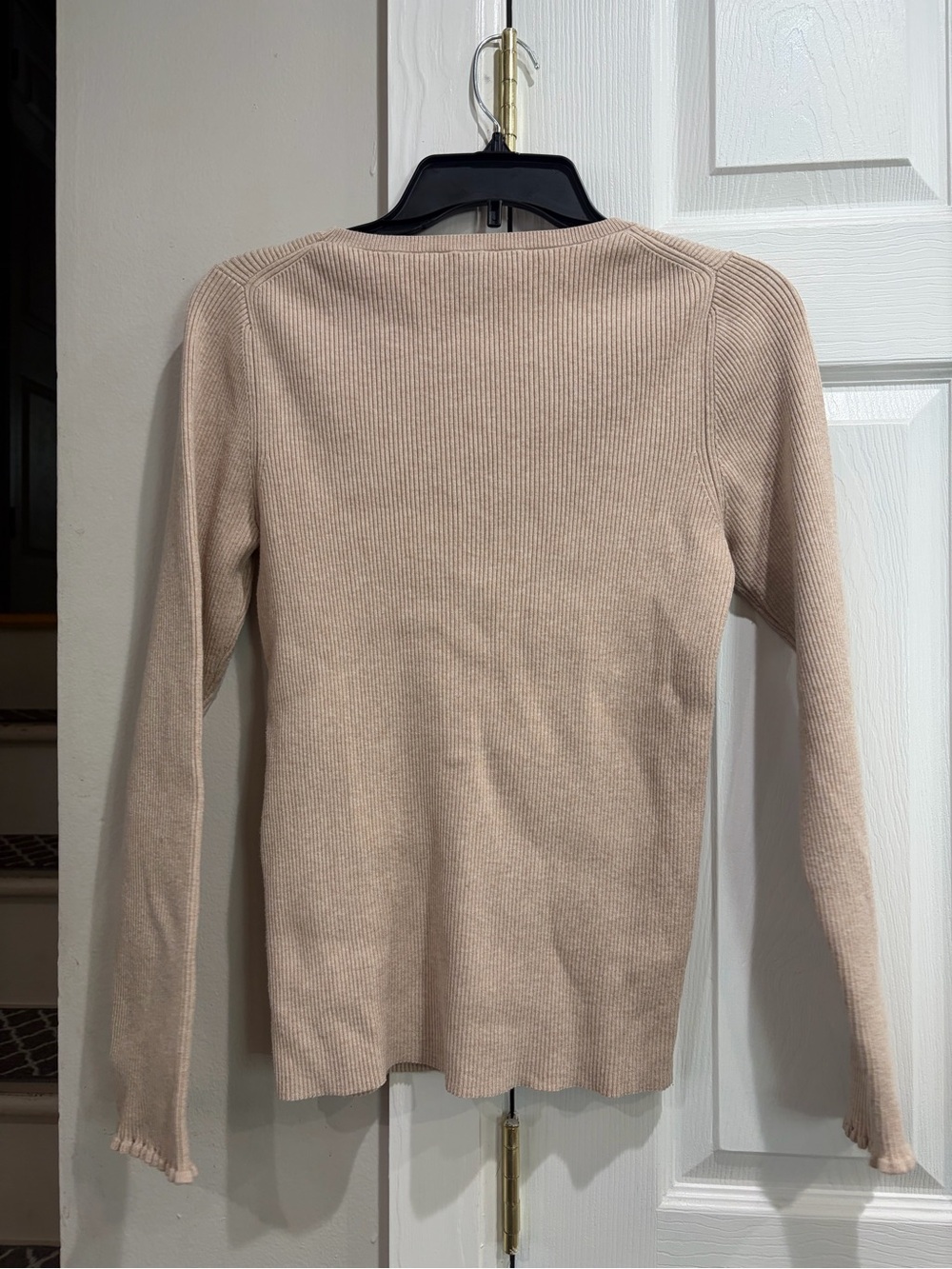 Ann Taylor Ribbed Crewneck Sweater in Light Beige - Picture 3 of 5